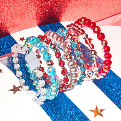 Marsrot | Silber | Galaxie-Glasperlenarmband